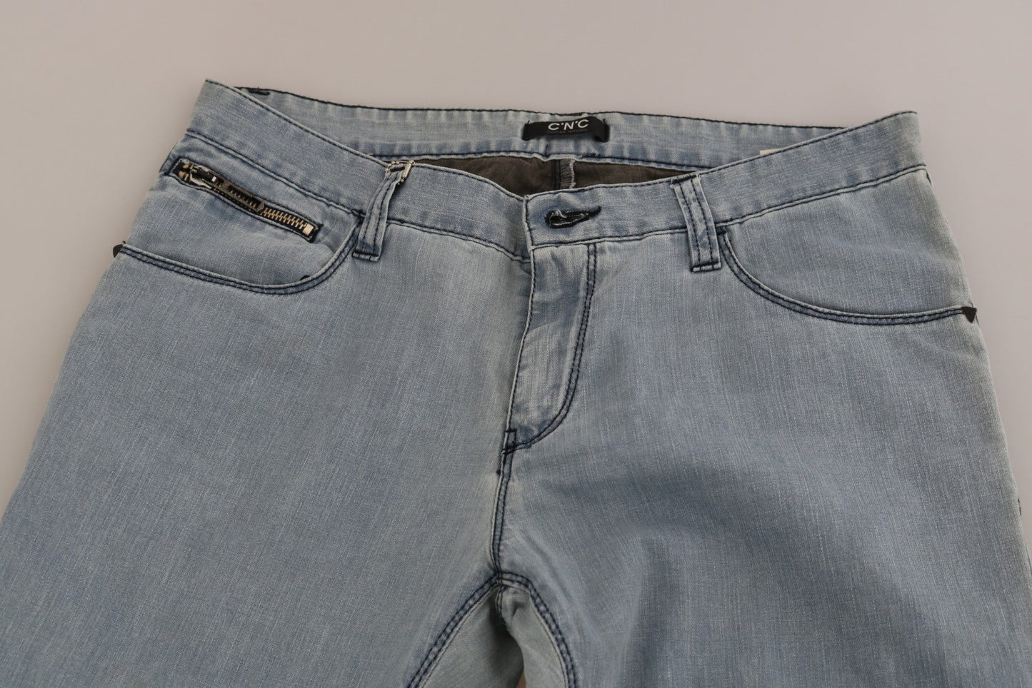 Light Blue Mid Waist Skinny Denim Jeans