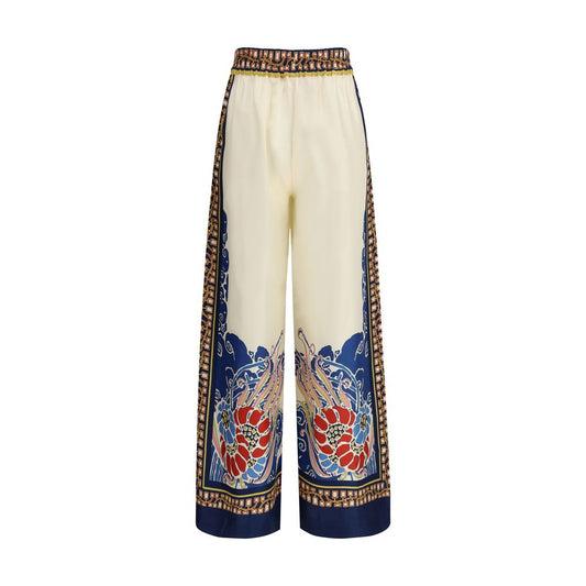 Multicolor Silk Casual Pants