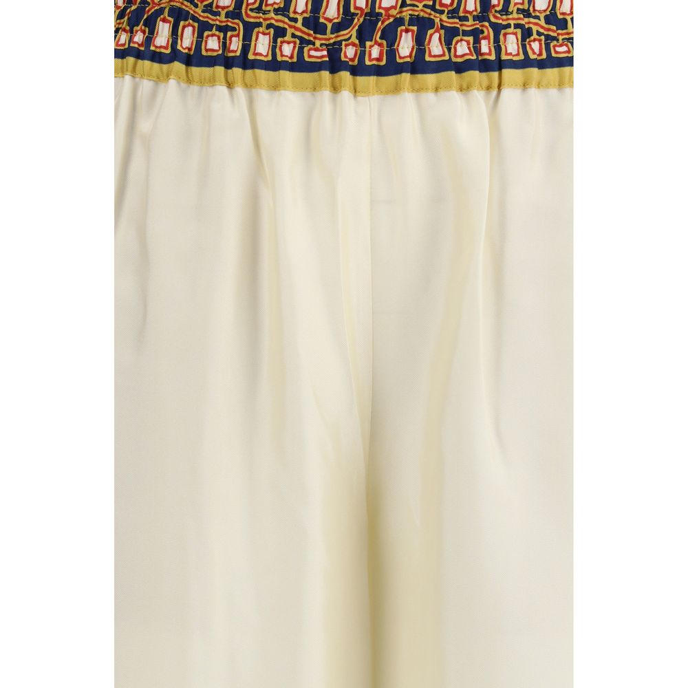 Multicolor Silk Casual Pants