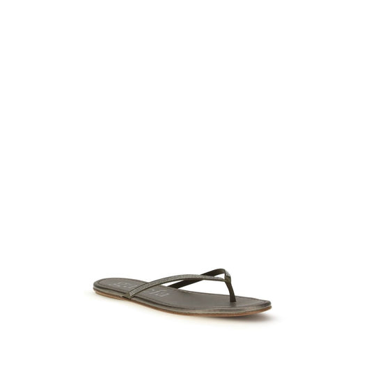 Bicolor Crystals Flat Sandals