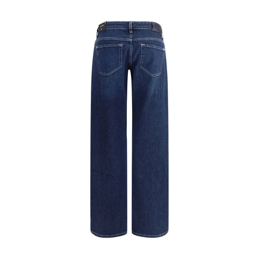 Blue Cotton Straight-Leg Jeans