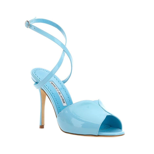Blue Calfskin Stiletto Heel Sandals