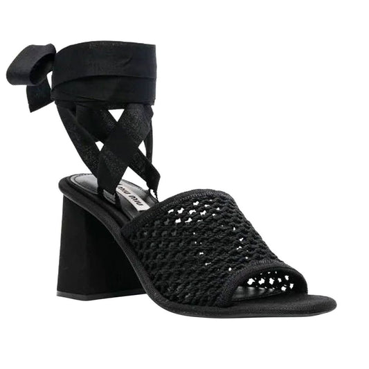 Black Fabric Platform Sandals