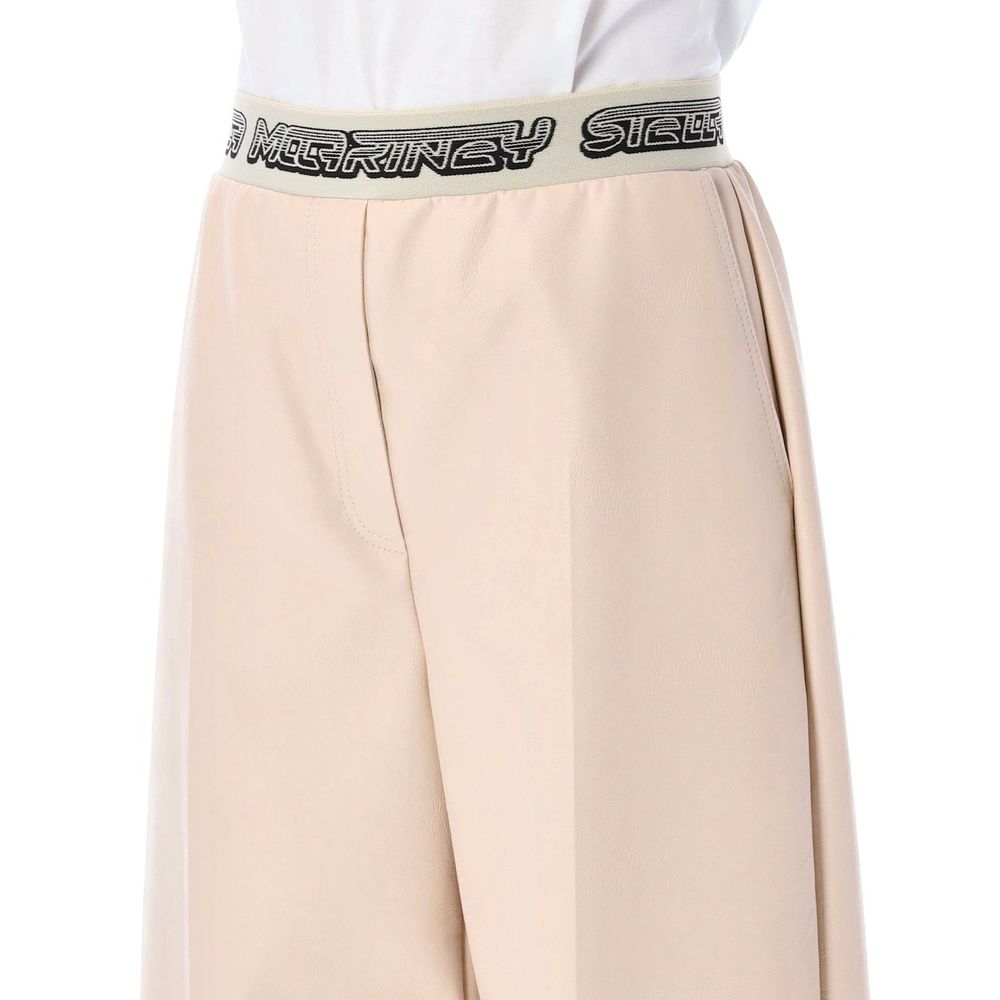 Beige Viscose Cropped Pants