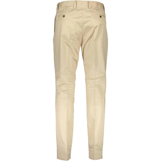 Beige Cotton Casual Pants