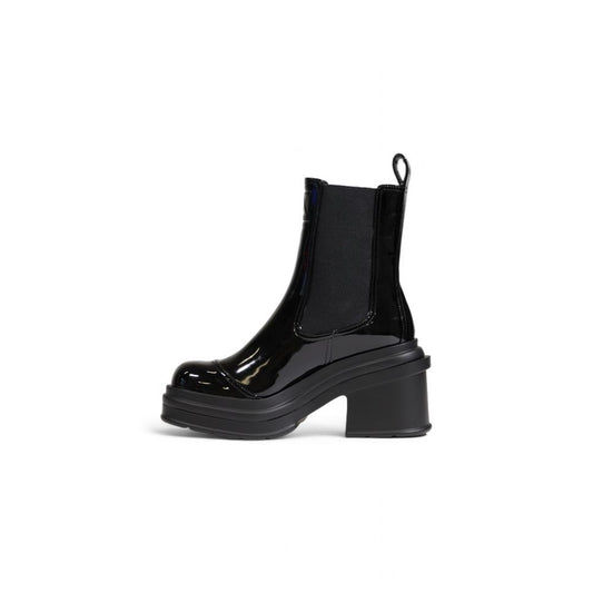 Black Polyester Ankle Boots