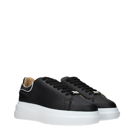 Black Leather Chunky Sneakers