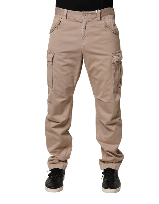 Beige Straight Cargo Chino Men Trouser Pants