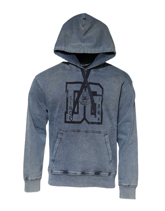 Blue Cotton Logo Hooded Sweatshirt Sweater