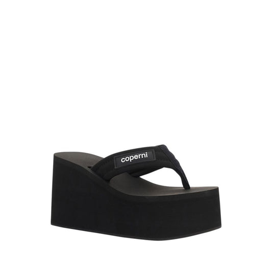 Black Polyester Platform Sandals