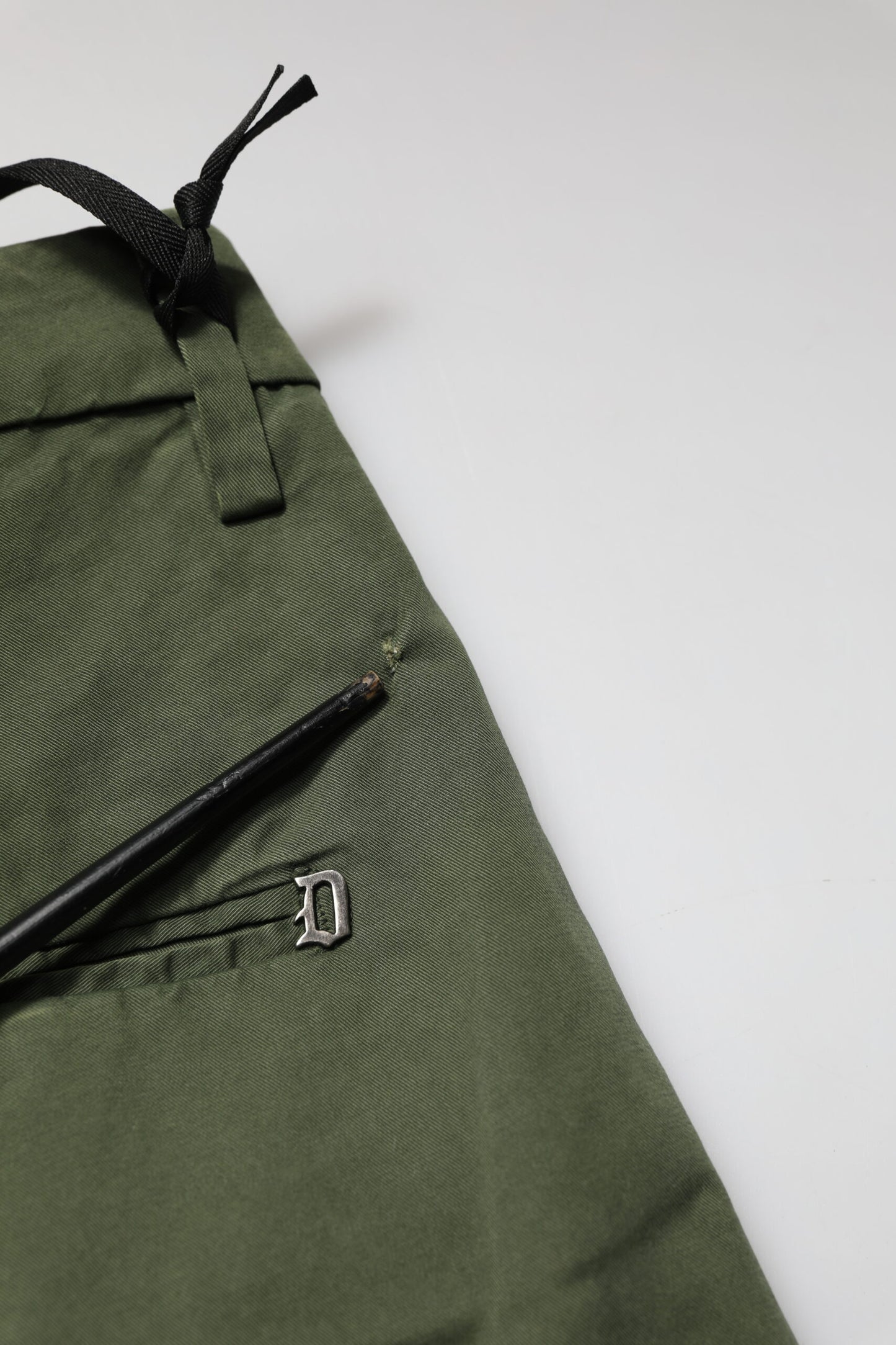 Dark Green Cotton Stretch Skinny Chino Trouser Pants