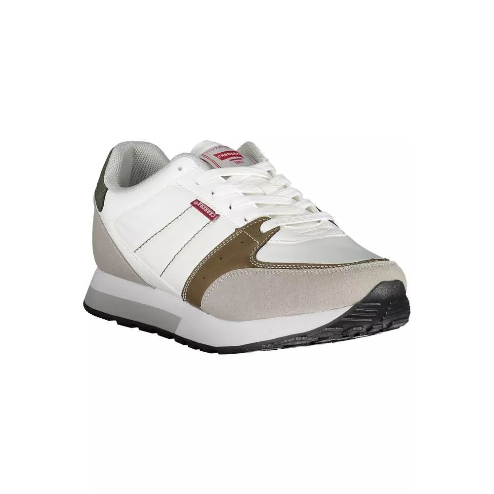 White Polyester Athletic Sneakers