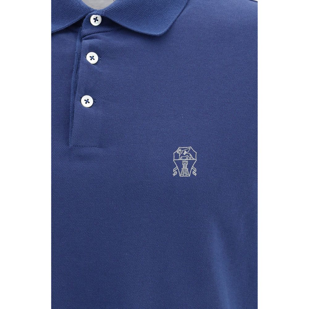 Blue Cotton Polo Shirt
