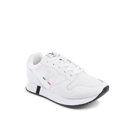 White Artificial Leather Athletic Sneakers