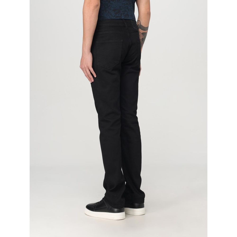 Black Cotton Straight-Leg Jeans