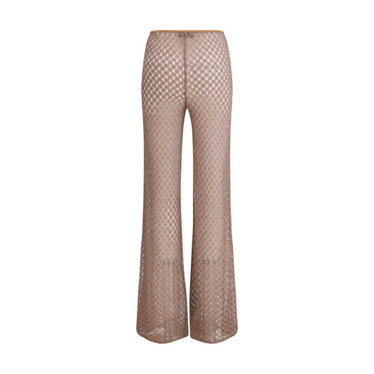 Brown Viscose Flared Pants