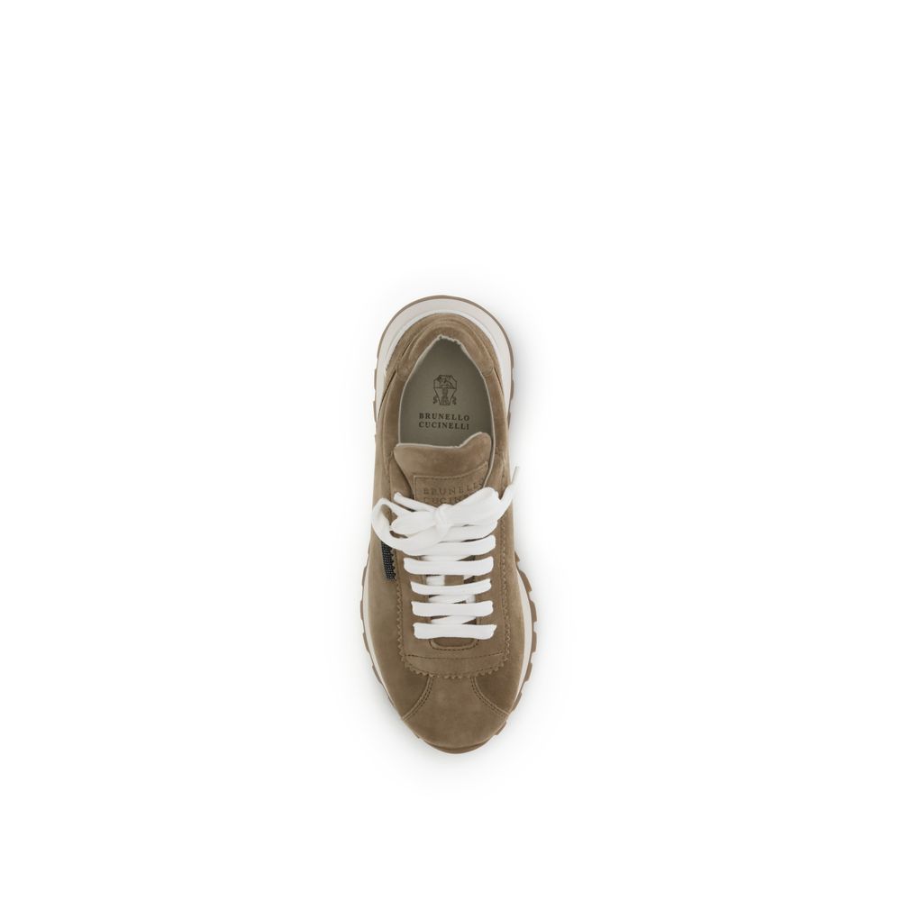 Beige Calf Leather Bos Taurus Platform Sneakers
