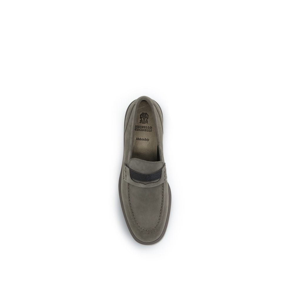 Beige Calf Leather Bos Taurus Slip-On Loafers