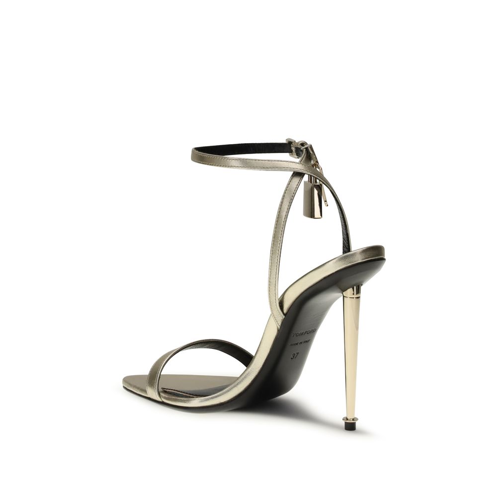 Gold Goatskin Stiletto Heel Sandals