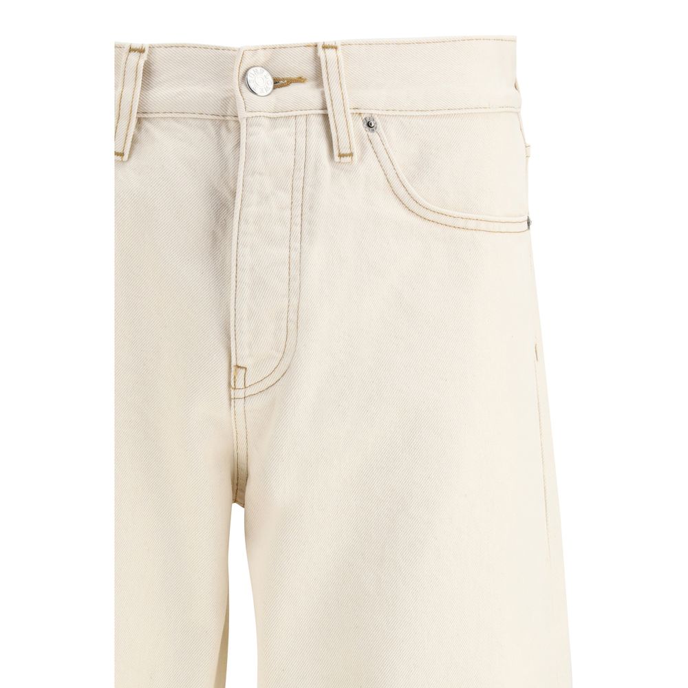 Cream Cotton Relaxed Fit Jeans