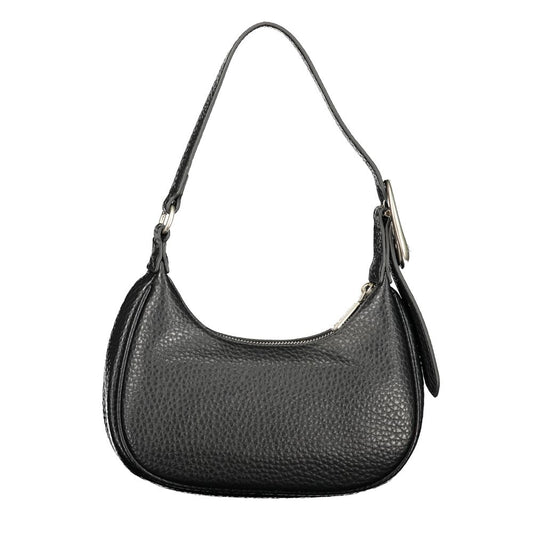 Black Polyurethane Women Shoulder Bag