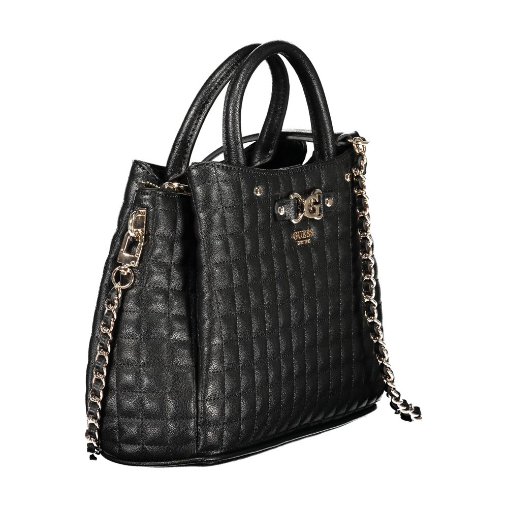 Black Polyurethane Women Handbag