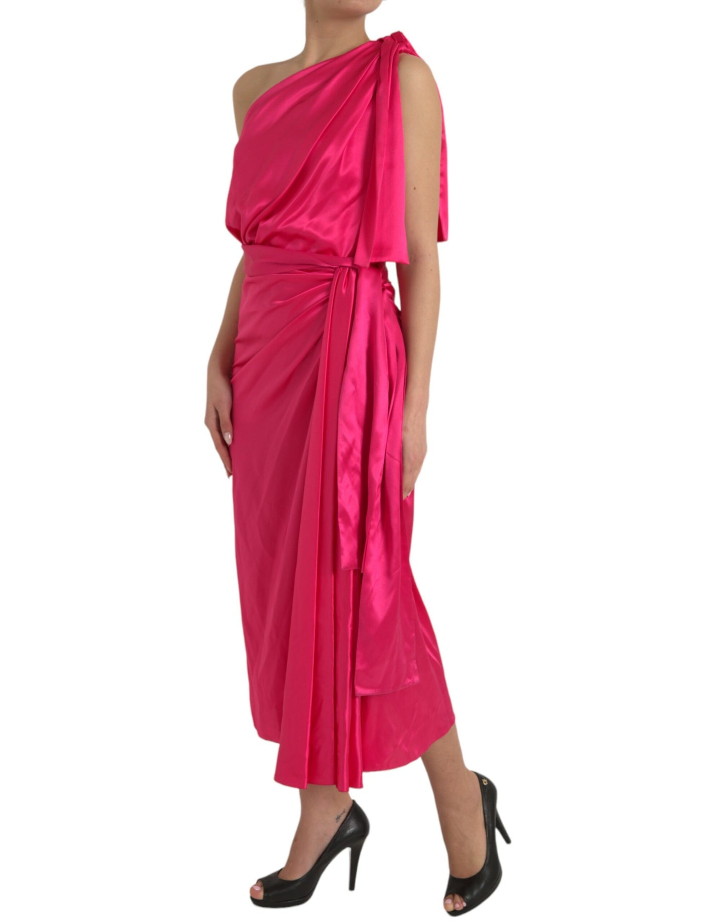 Fuchsia Silk Casual Dress
