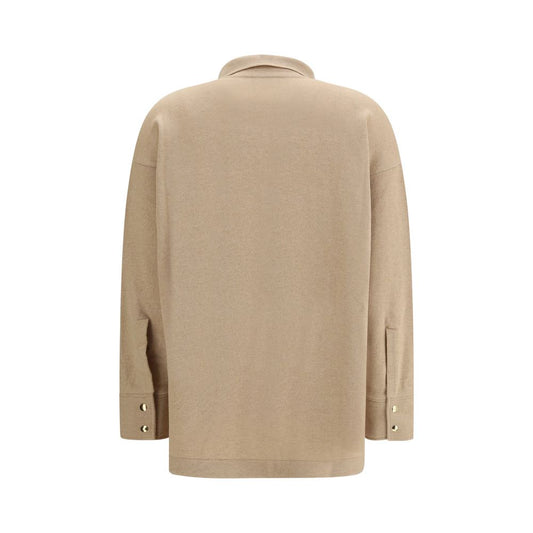 Beige Fleece Wool Dress Shirt