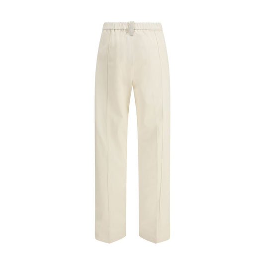 Cream Cotton Casual Pants