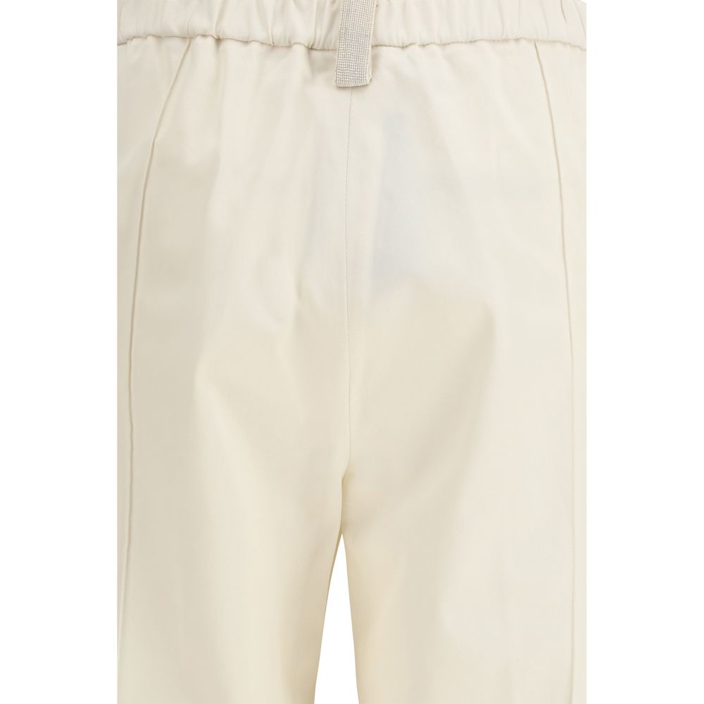 Cream Cotton Casual Pants