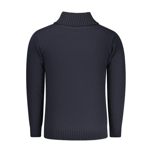 "Blue Acrylic Men Sweater Turtleneck"