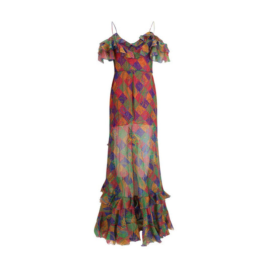 Multicolor Silk Casual Dress
