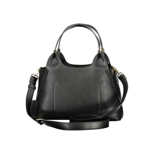Black Polyurethane Women Handbag