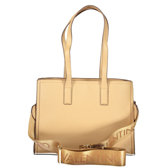 Beige Polyurethane Women's Bag with Shoulder Handles