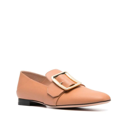 Beige Calfskin Slip-On Loafers
