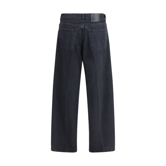 Black Cotton Straight-Leg Jeans