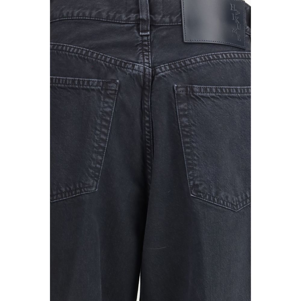 Black Cotton Straight-Leg Jeans
