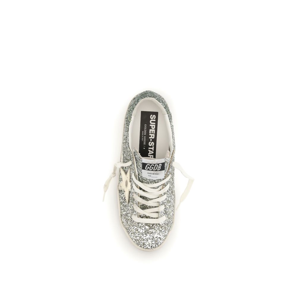 Silver Fabric Low Top Sneakers