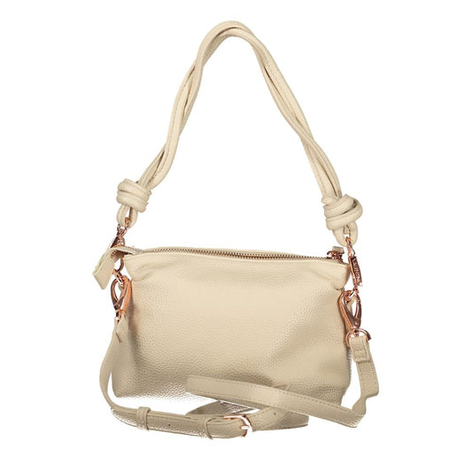Beige Polyurethane Women Handbag
