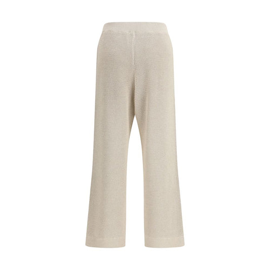 Beige Cotton Casual Pants
