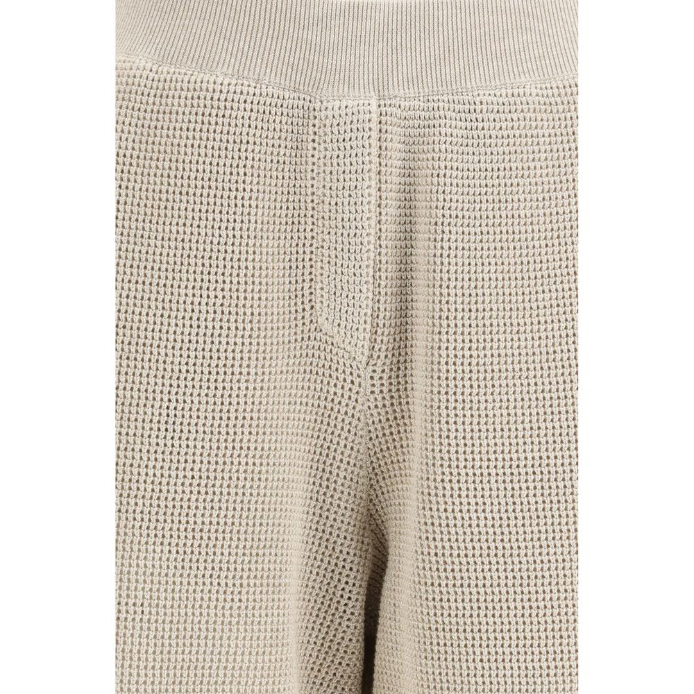 Beige Cotton Casual Pants
