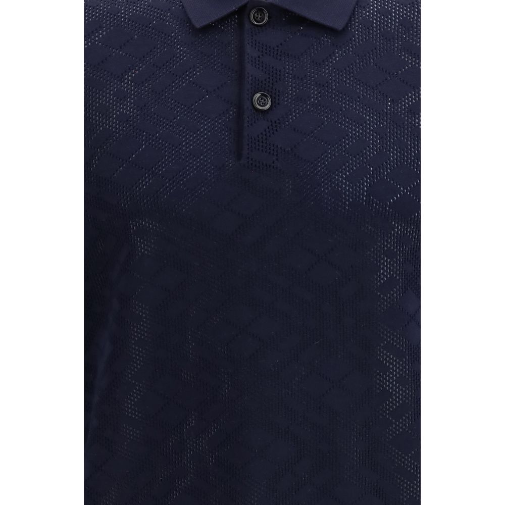 Blue Wool Polo Shirt