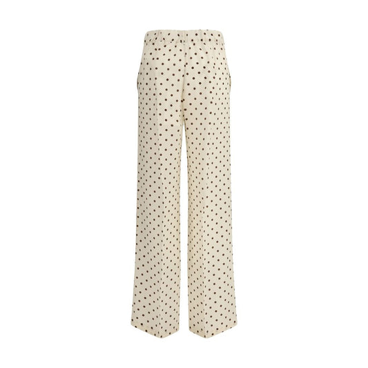 Cream Silk Casual Pants
