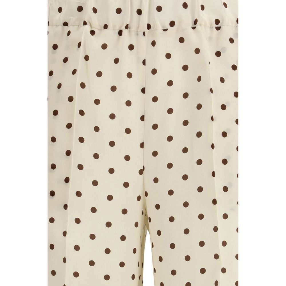Cream Silk Casual Pants