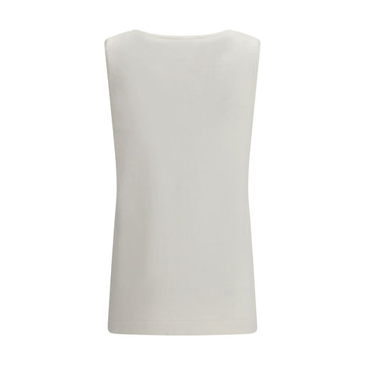 White Linen Sleeveles T-Shirt