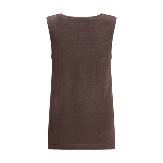 Brown Linen Tank Tops