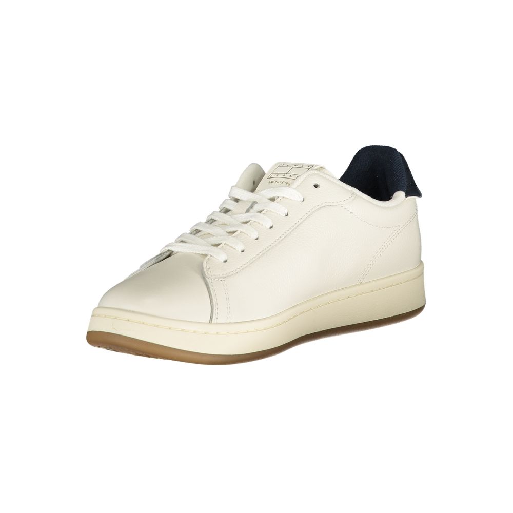 White Polyester Athletic Sneakers