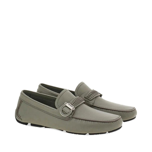 Gray Calfskin Slip-On Loafers