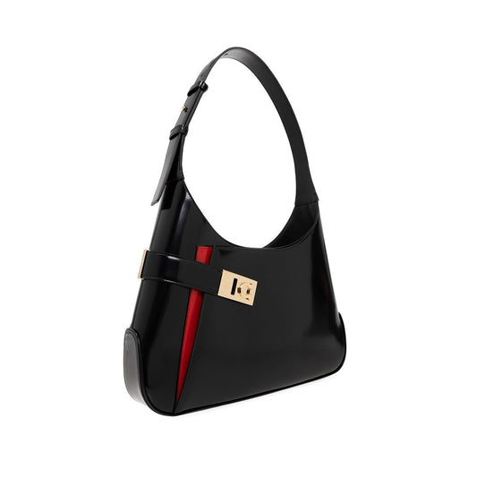 Black Calfskin Shoulder Bag