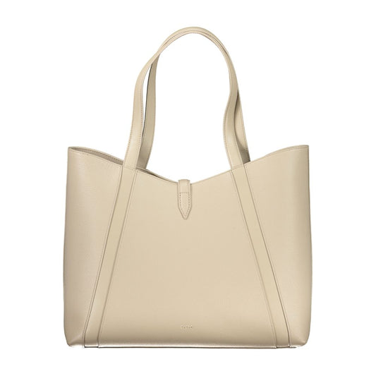 Beige Leather Women Handbag